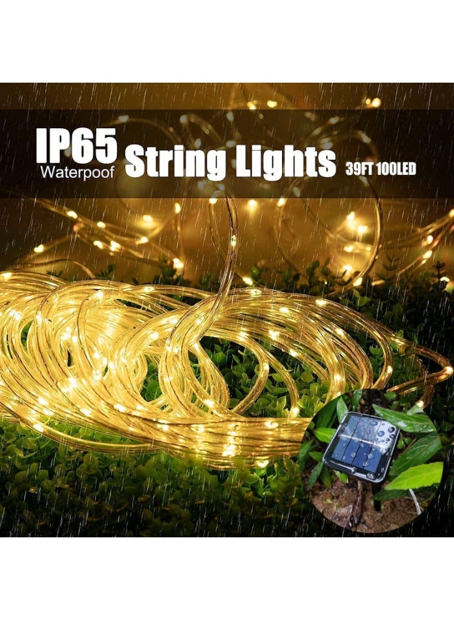 ضوء الحبل الشمسي مقاوم للماء IP65 39FT 100LEDs LED في الهواء الطلق ‎ ضوء الشمسية في الهواء الطلق لحزب حديقة فناء الزفاف المنزلي عيد الميلاد عيد الهالوين شجرة الديكور الإضاءة - Image 5
